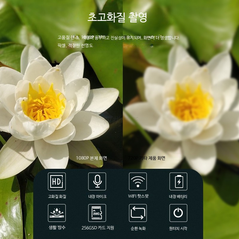 오토바이 자전거 헬멧용 액션캠 고화질 와이파이 연결 방수 촬영 카메라 운전 기록 영상 블랙 - 상세 이미지 5