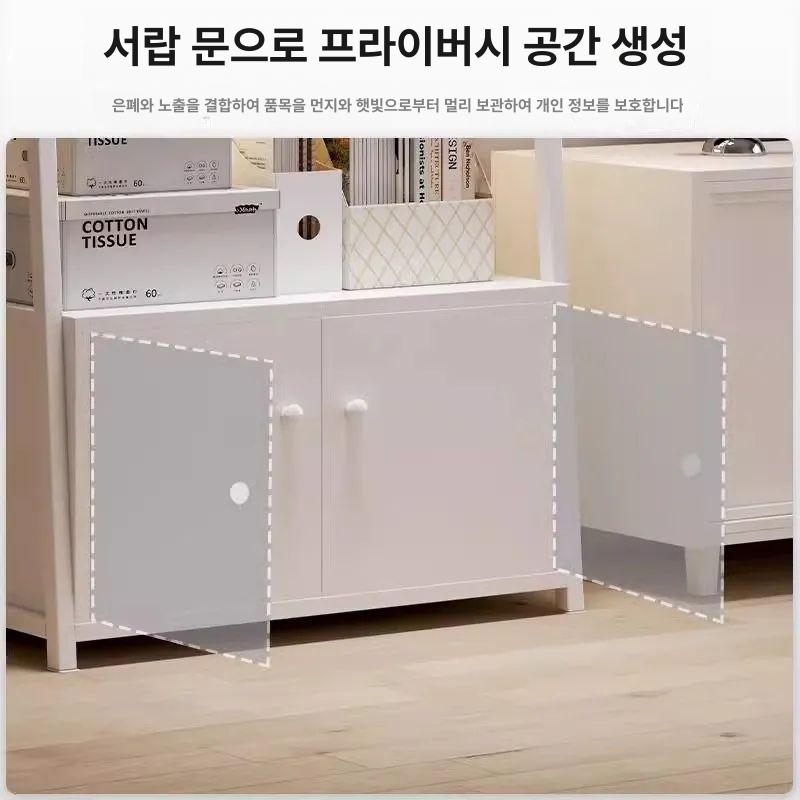 철제 수납 선반 진열대 스탠드 디스플레이 4단 거실 다크월넛 서재 [4 ] 화이트 50x30x100 cm - 상세 이미지 4