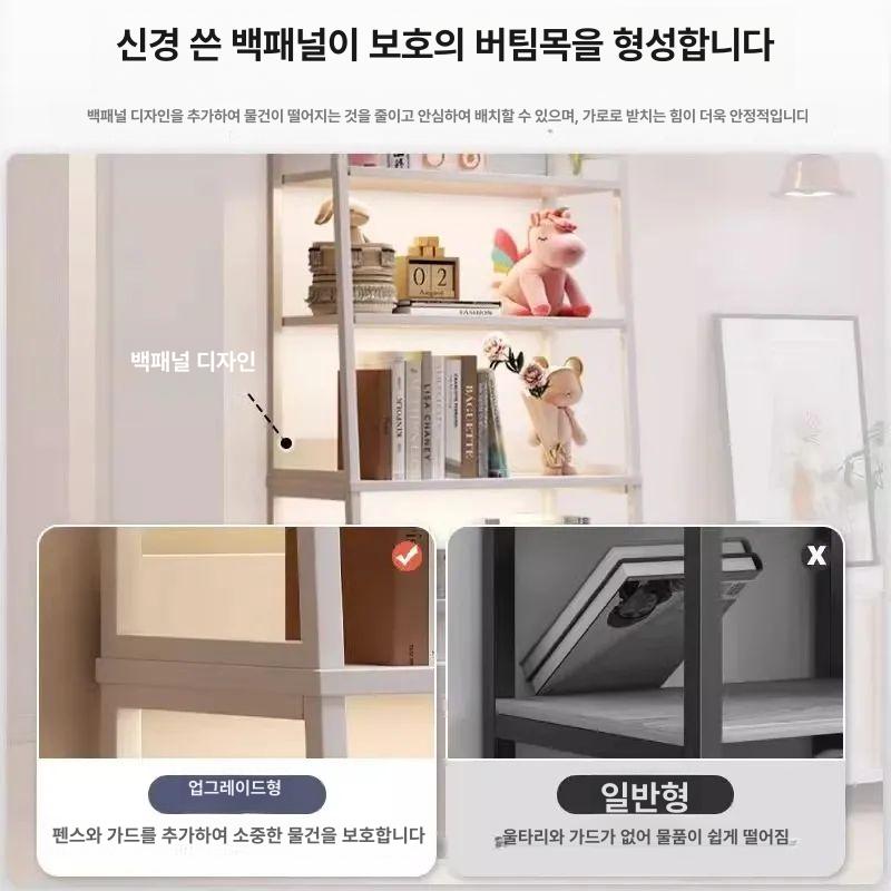 철제 수납 선반 진열대 스탠드 디스플레이 4단 거실 다크월넛 서재 [4 ] 화이트 50x30x100 cm - 상세 이미지 3
