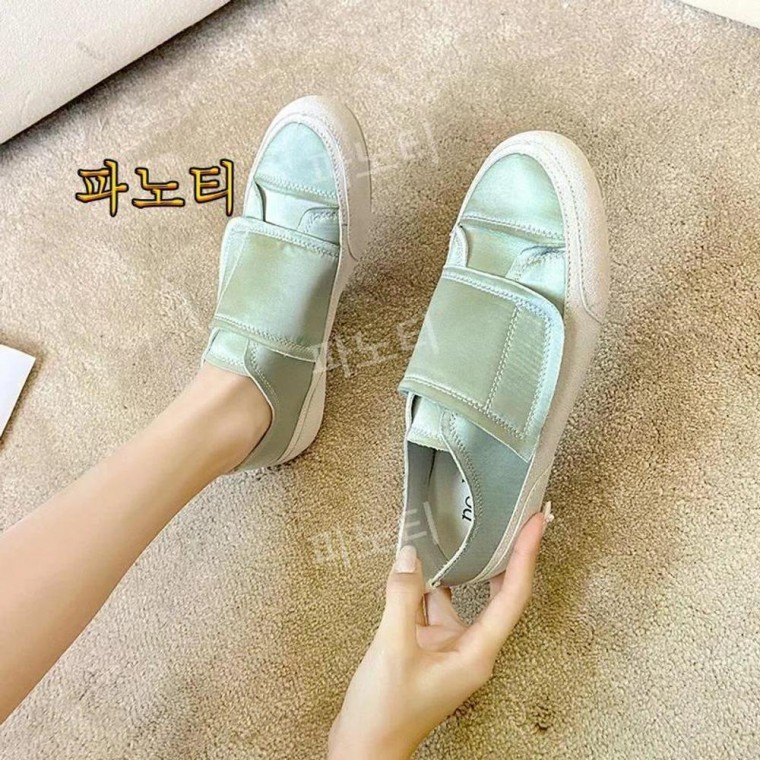여성 로퍼새틴찍찍이 실크운동화 통기성 스니커즈