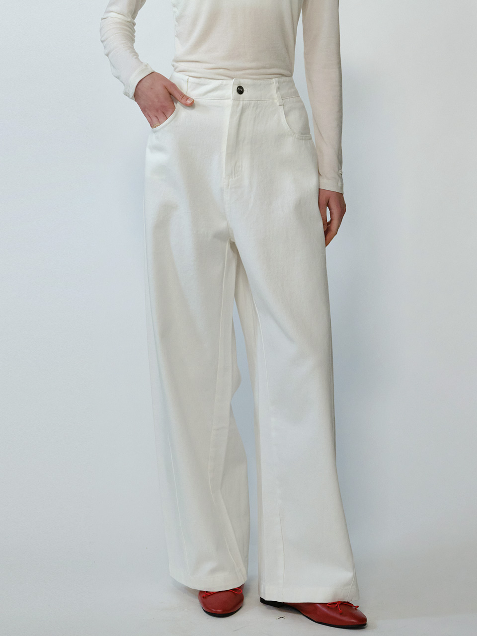 [엘씨브이] COTTON CURVED WHITE JEAN_WHITE - 상품 이미지