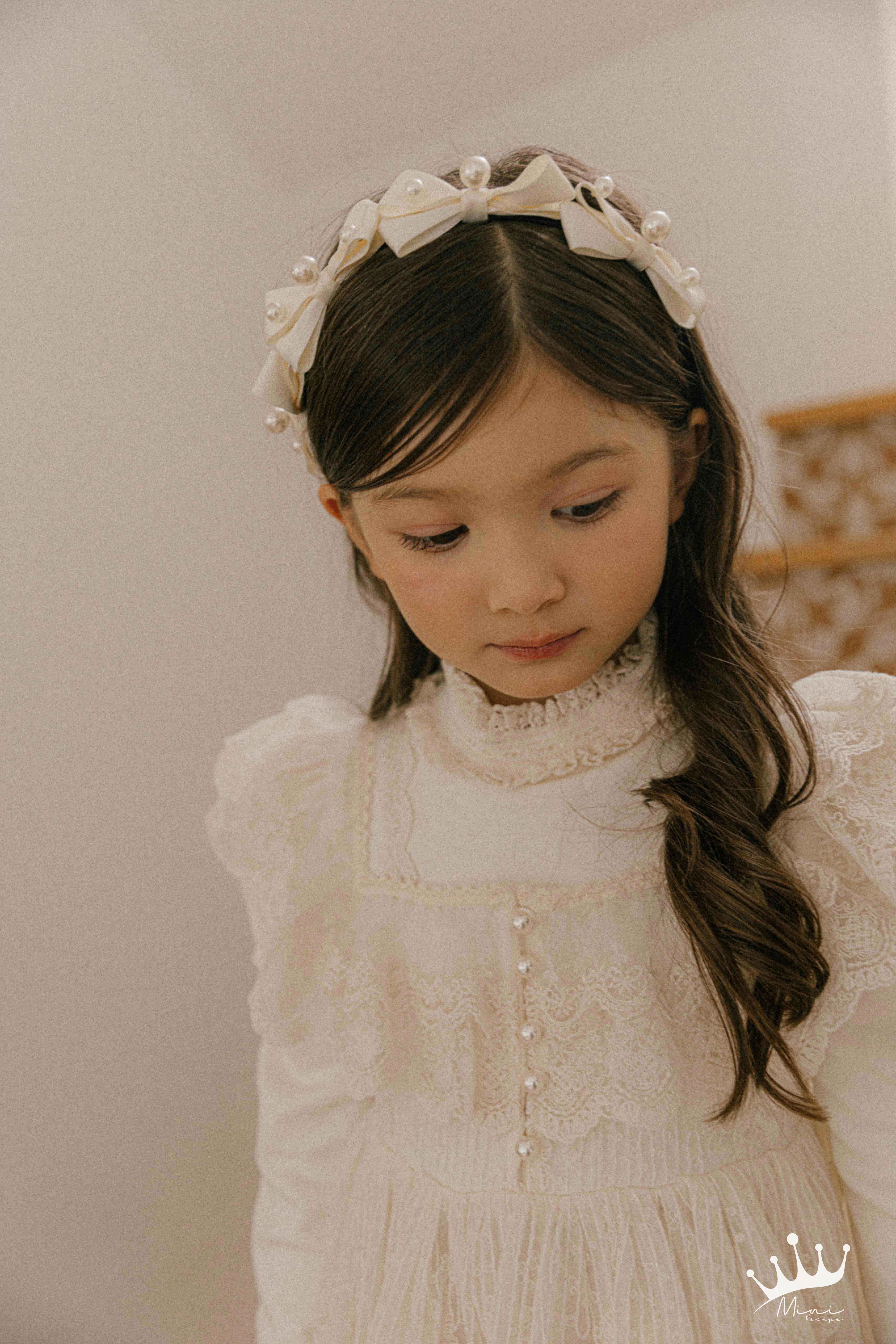미니레시피 여아 리본 헤어밴드 진주 여아 머리띠 장식 어린이집 생일룩 이미지 6