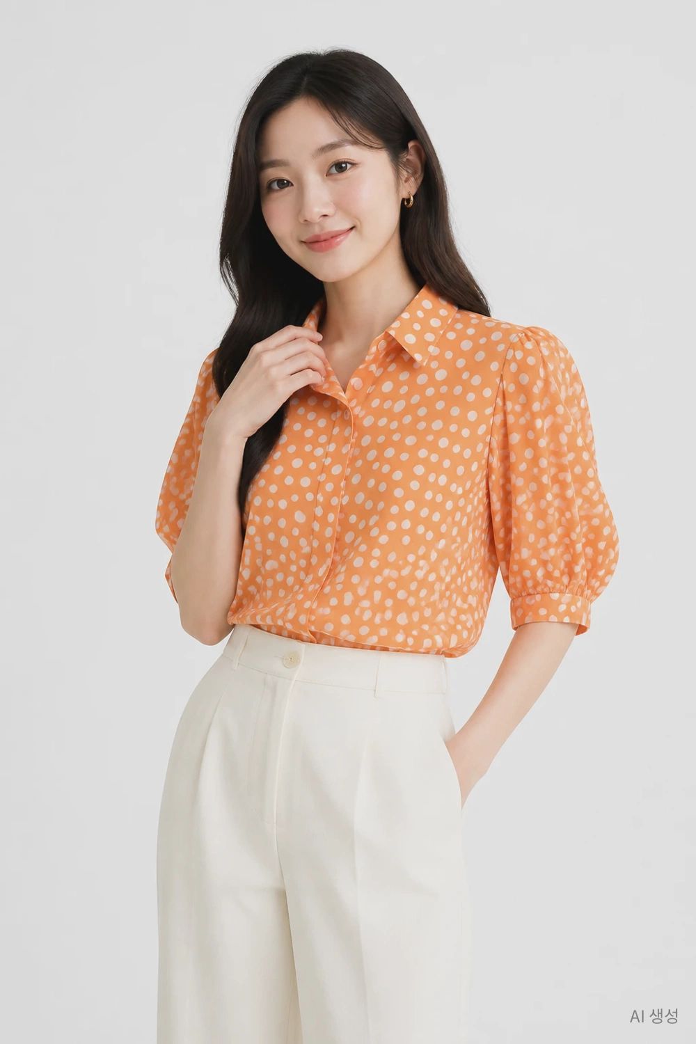 쉬즈미스 오렌지 여자 프리 블라우스 O4355 - 상품 이미지