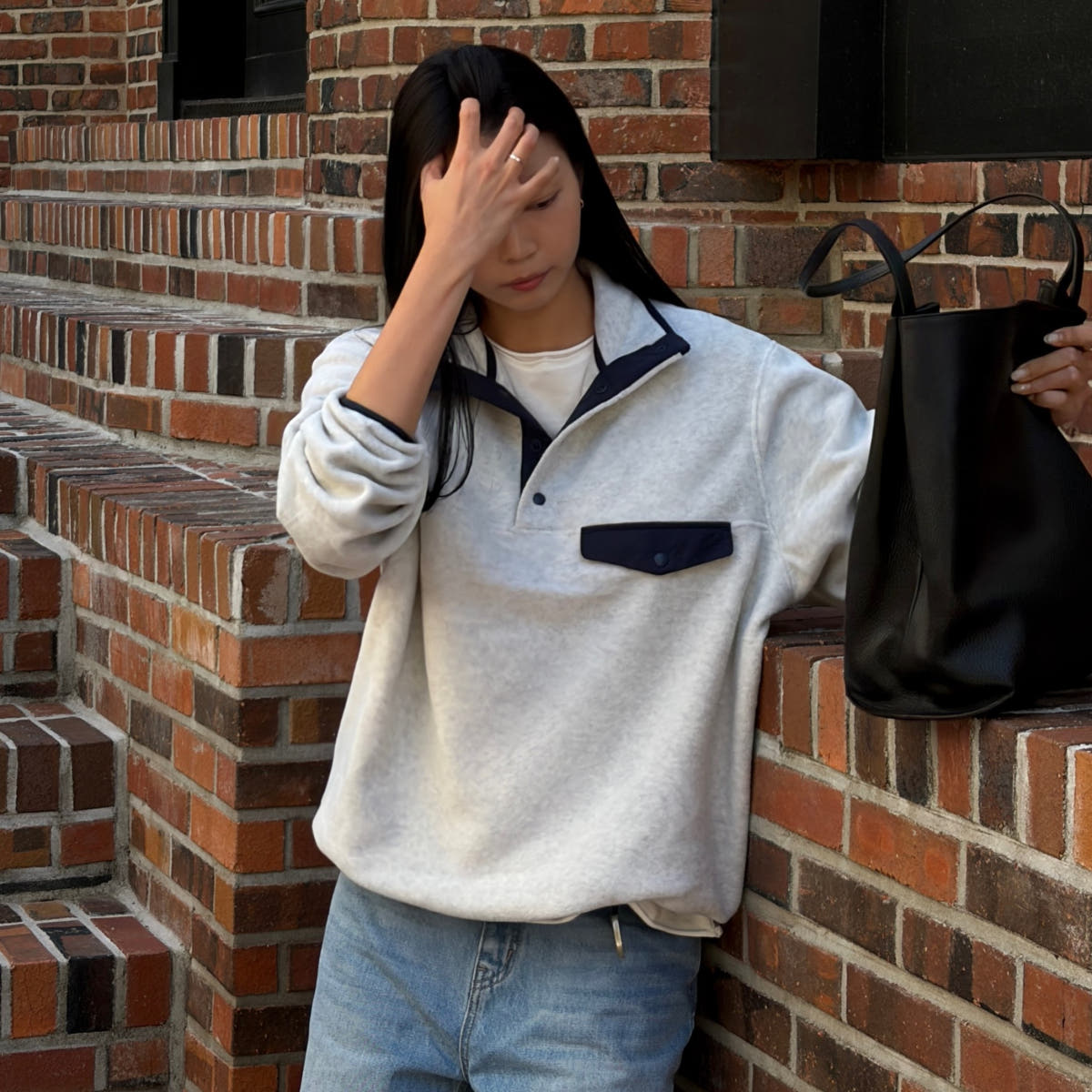 스파오 배색 플리스 반오픈 풀오버 SPFWG4TC03 가격 비교 스파오 스토어 스파오 배색 플리스 반오픈 풀오버 SPFWG4TC03
