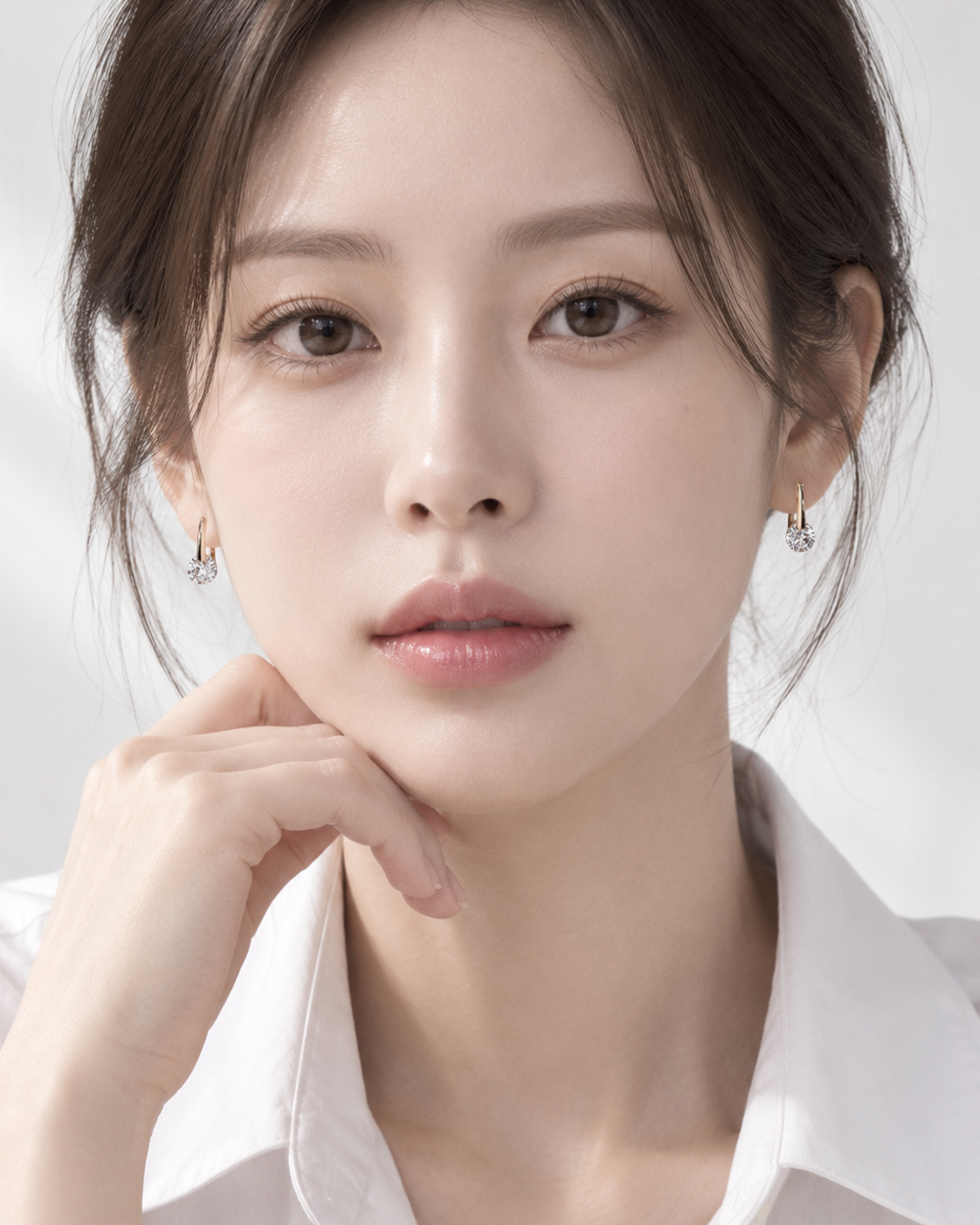 원터치 큐빅 드롭 링 귀걸이 노떼 골드 여자 친구 선물 데일리 미니 하객룩 이미지 8