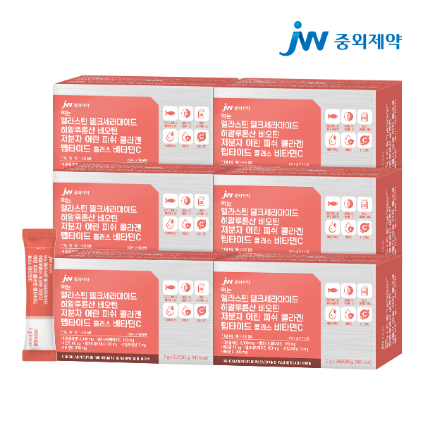 JW중외제약 먹는 엘라스틴 비오틴 저분자 어린 피쉬 콜라겐 펩타이드 30포, 6개 - 메인 이미지