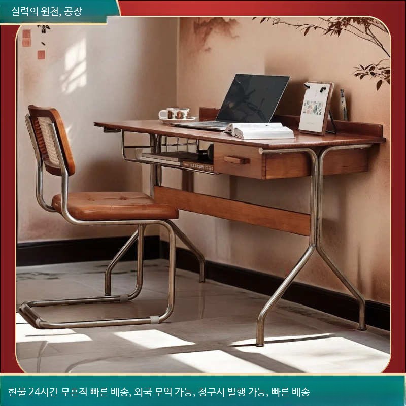 원목 서랍형 책상 거실 서재 사무용 컴퓨터 작업 공부용 일자 데스크 가정용 1미터 원목 책상 - 상세 이미지 5
