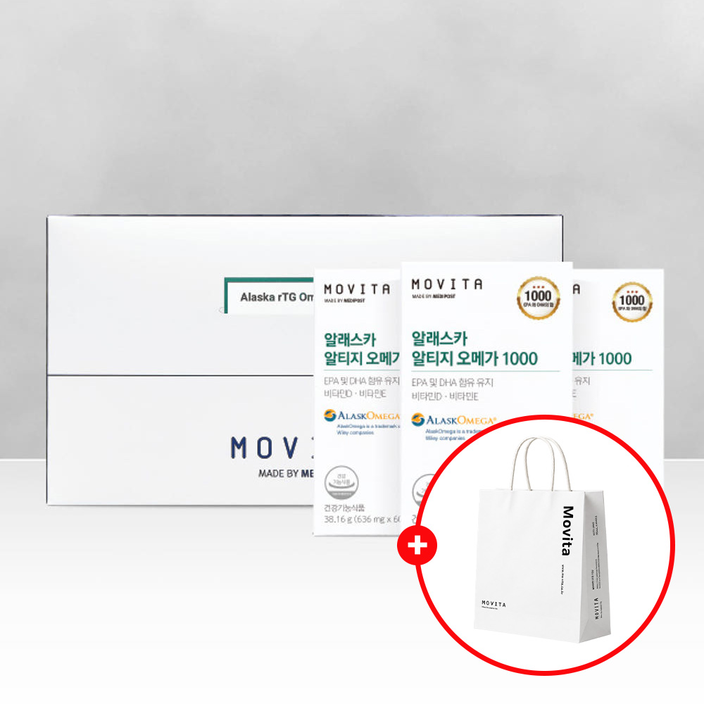모비타 알래스카 알티지오메가1000 장용성 rTG 오메가3 EPA DHA 60캡슐, 3개 - 상품 이미지