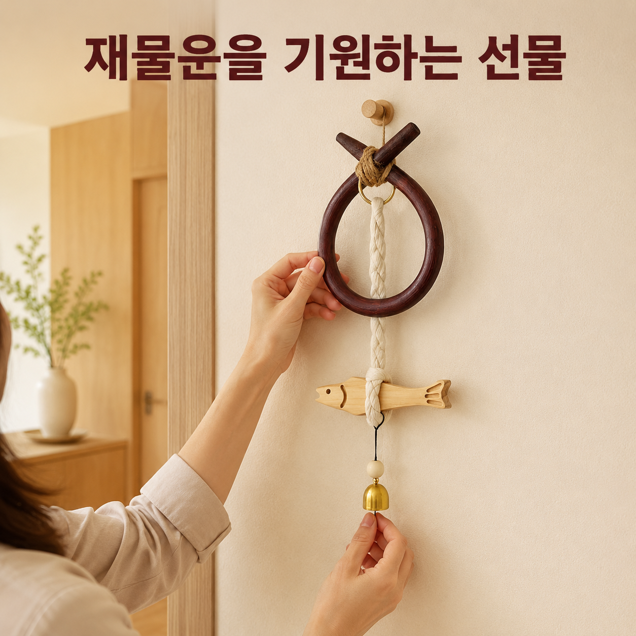 행운곳간 못질필요없는 소코뚜레 문종 액막이 현관종 풍경종 이미지 4