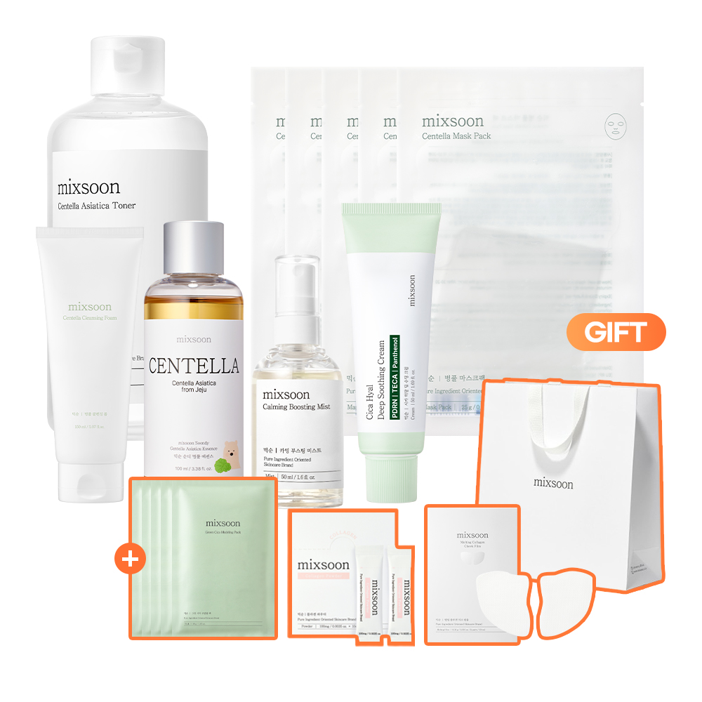 믹순 병풀 라인 베스트 6종 세트 (클렌징 폼 150ml, 토너 300ml, 에센스 100ml, 마스크팩 5매, 카밍 미스트 50ml, 수딩 크림 50ml)