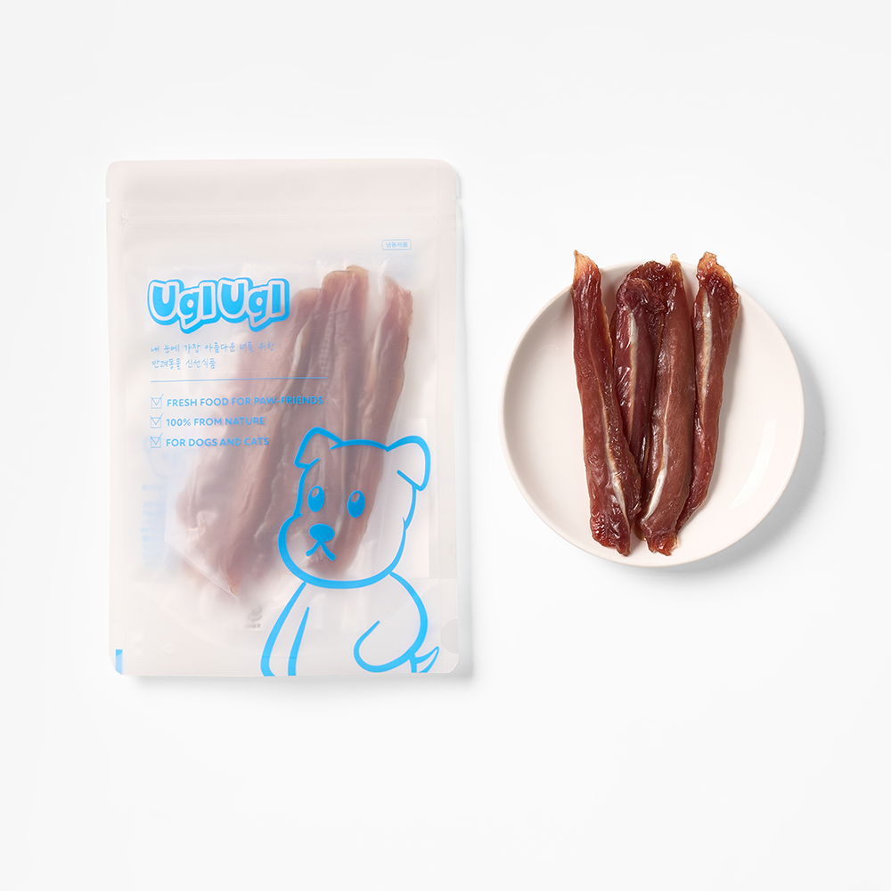 어글어글 반건조 육포 4종(닭/오리/흑돼지/말고기) 50g 강아지 수제 간식 육포 - 상품 이미지