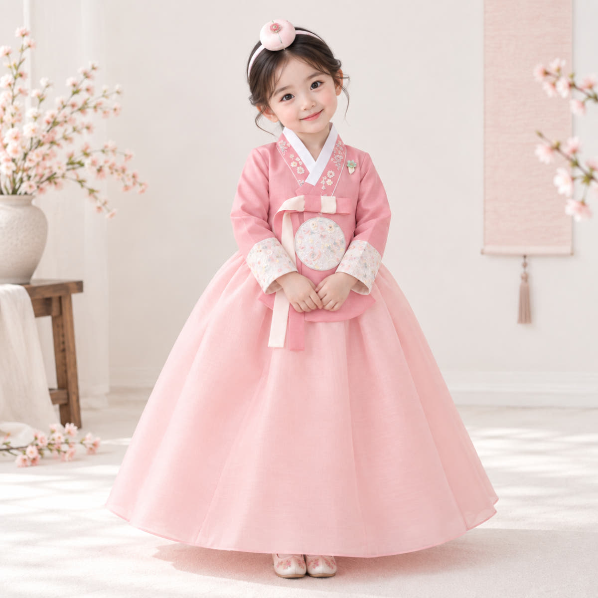 청아한복 여아 한복 핑크