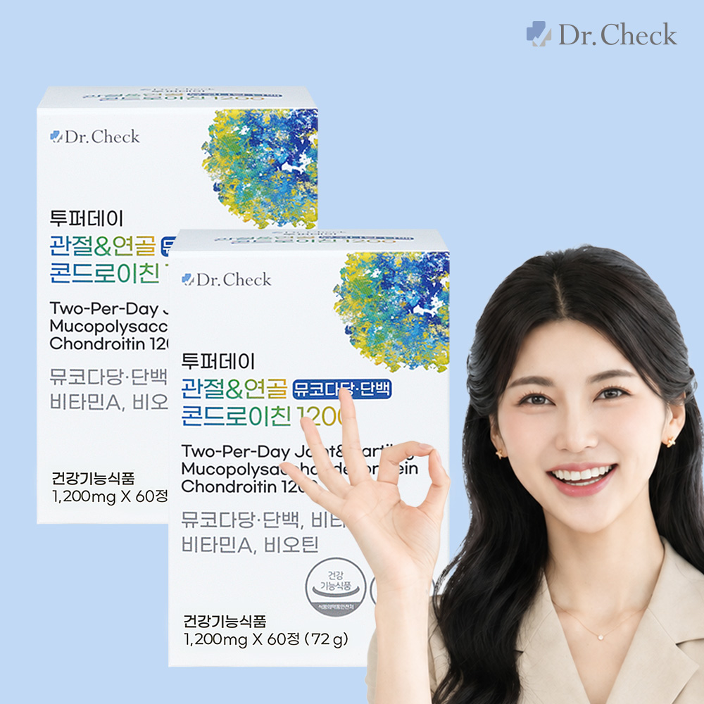 닥터체크 투퍼데이 관절&연골 뮤코다당단백 콘드로이친 1200 60정, 2개 - 메인 이미지