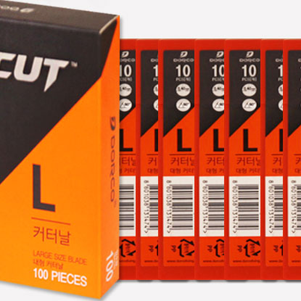 도루코칼날교체커터날 탄소공구강정밀재단교체날 베이직사무실용칼날리필 100x18mm 100개입 - 상세 이미지 2