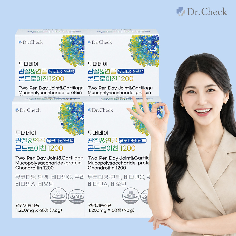 닥터체크 투퍼데이 관절&연골 뮤코다당단백 콘드로이친 1200 60정, 4개 - 메인 이미지