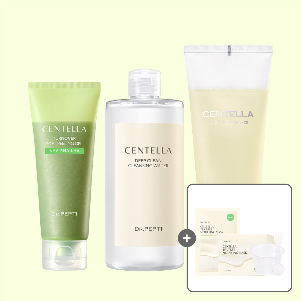[클렌징풀세트] 닥터펩티 센텔라 퓨어 젤 클렌저 200ml+클렌징워터400ml+소프트필링젤100ml+(티트리 마스크 본품) - 상품 이미지