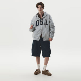 [25% 쿠폰] 후아유 남녀공용 USA 로고 오버핏 후드집업 WHMZG4992U - 상세 이미지 2