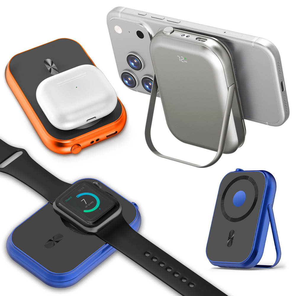 UM2 3in1 마그네틱 보조배터리 맥세이프 고속 PD충전 폴딩 스탠드 10,000mAh - 상품 이미지