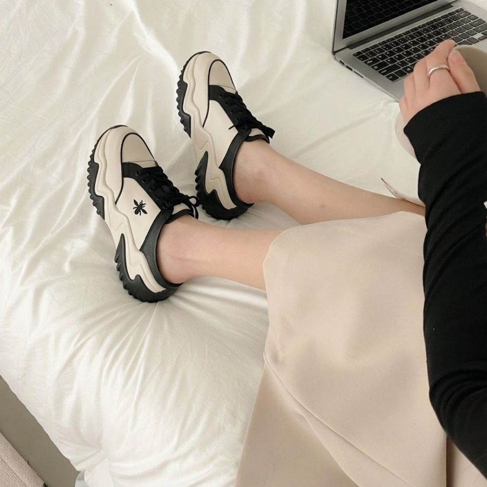 소울리 여성 뮬 운동화 6cm 키높이 통굽 발편한 스니커즈 블로퍼 - 상세 이미지 5