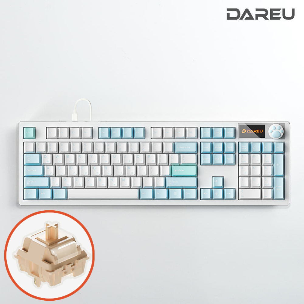 다얼유 A104 PRO 8K V2 기계식 유선 키보드 아이스블루, 라떼축 - 상품 이미지