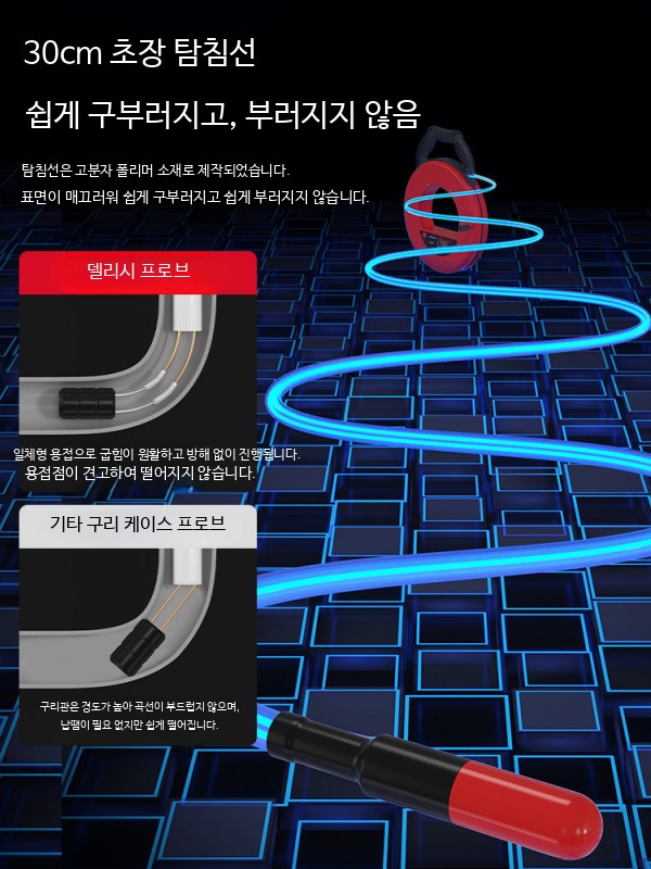 배관 막힘 탐지기 전기식 벽 전선관 관로 누수 누출 감지 측정 도구 산업용 정비 케이블 20m 4개 탐침 탐지50cm 위치5cm 이미지 6