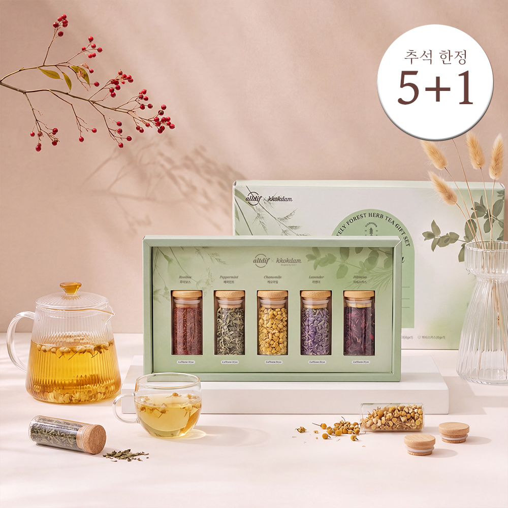 [추석 5+1] 꽃을담다 포레스트 허브티 5종 무카페인 차선물세트 5종 쇼핑백포함 - 상품 이미지