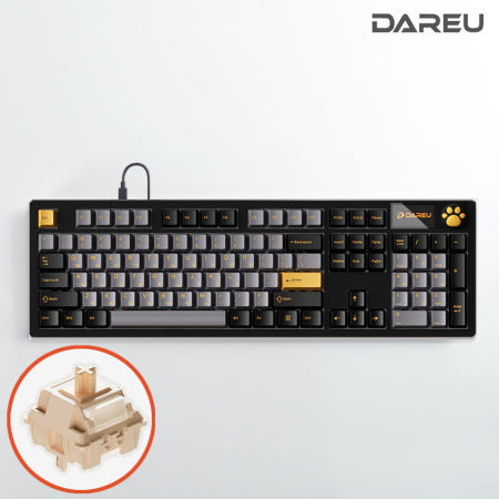 다얼유 A104 PRO 8K V2 기계식 유선 키보드 알루비얼골드, 라떼축