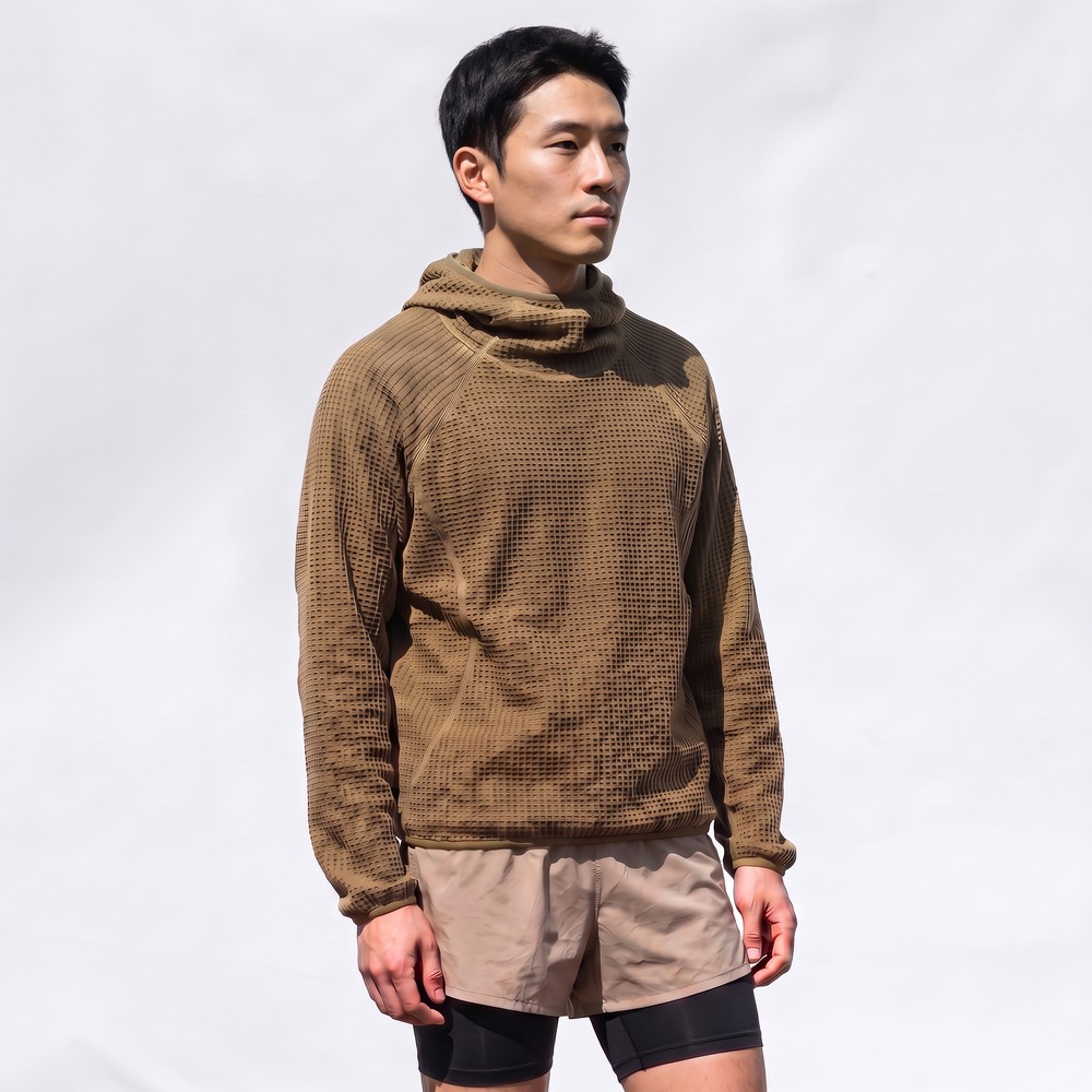 써모라이트 와플 후디 등산 백패킹 미드레이어 바라클라바 후드 모스 그린, M - 상품 이미지