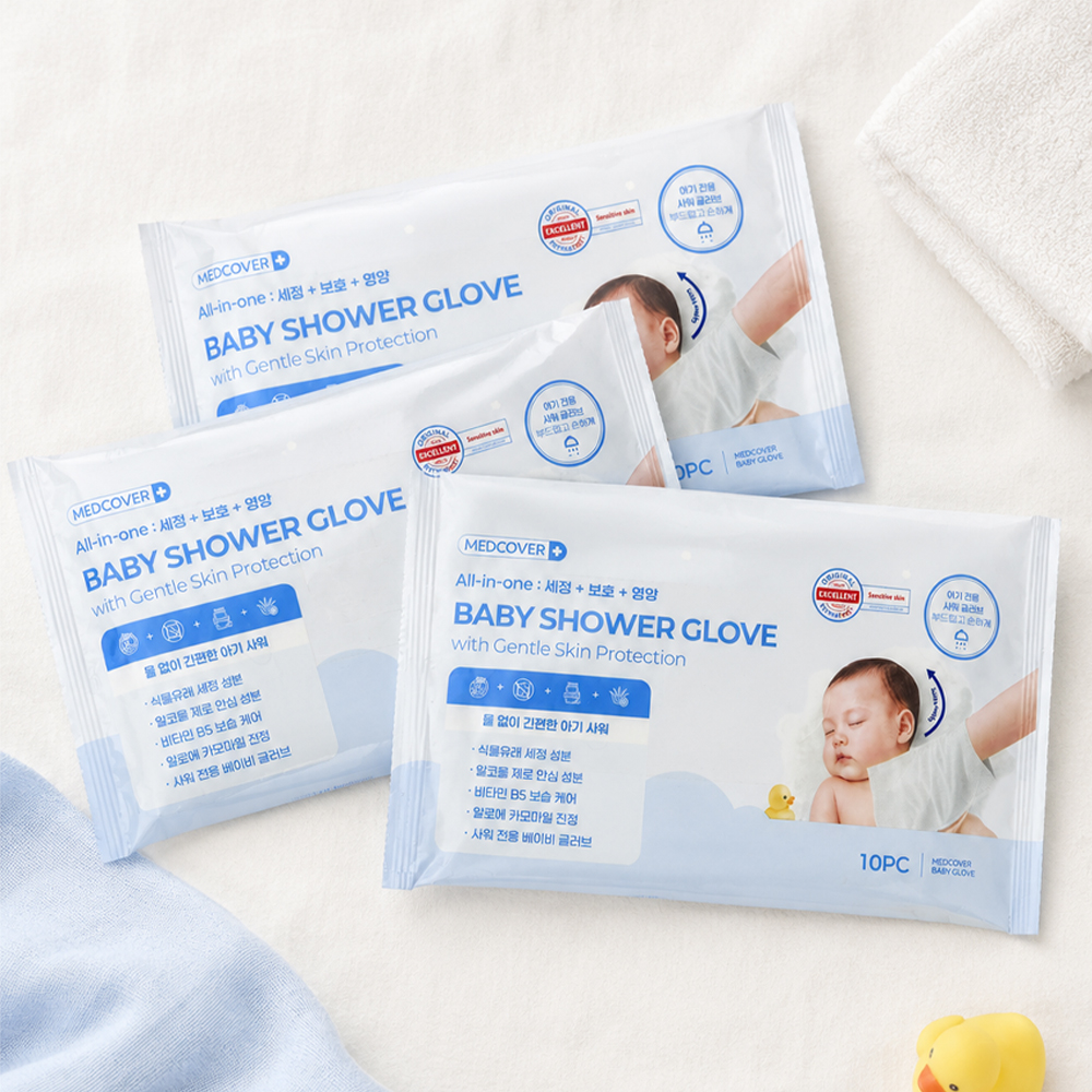 메드커버 베이비 샤워 글러브 보습 영양 노린스 저자극 천연 유래 세정 170ml, 2개