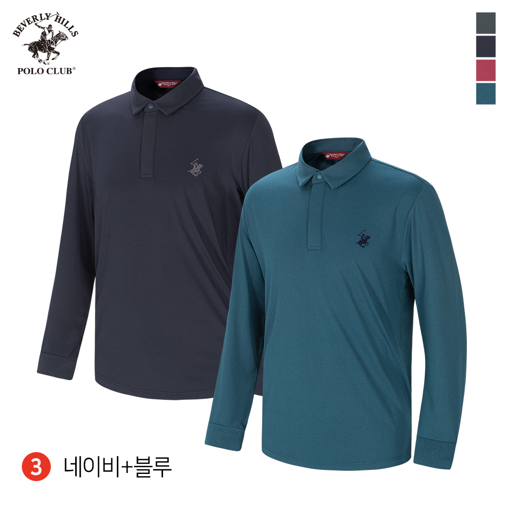 똑딱이 카라 긴팔 2PACK 남성 초경량 국내생산 티셔츠 비버리힐즈폴로클럽 - 상세 이미지 4