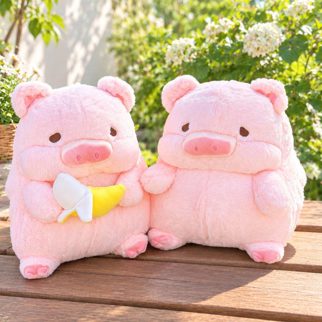 다이어트 돼지 인형 바나나 먹는 돼지 모찌 애착 대형 봉제 동물 인형 쿠션 베개 인테리어 - 상품 이미지