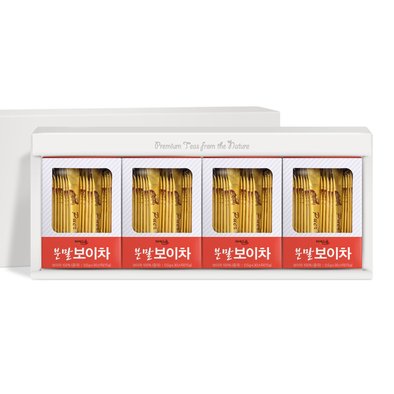 차예마을 바로녹는 운남성 보이차 추출 분말 가루 스틱 15g, 4개 - 상품 이미지