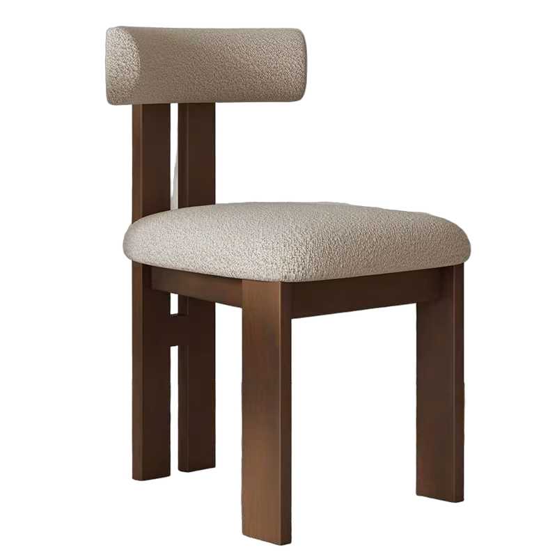 빈티지 원목 식탁의자 홈바 카페 바스툴 인테리어 45cm 호두색+베이지 양털+고무나무 - 상품 이미지
