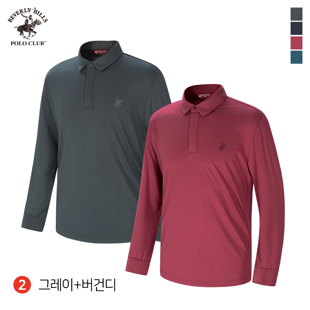 똑딱이 카라 긴팔 2PACK 남성 초경량 국내생산 티셔츠 비버리힐즈폴로클럽 - 상세 이미지 3