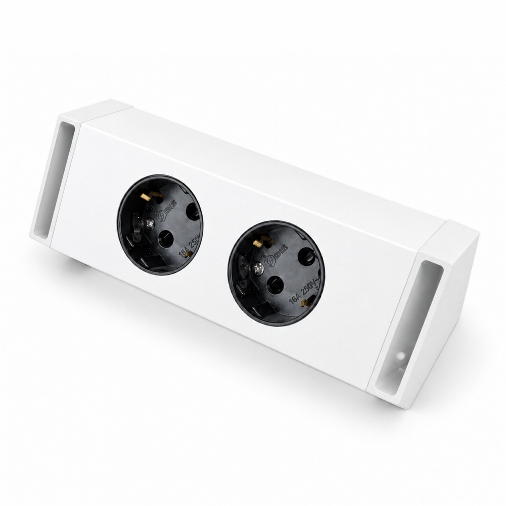 BIS 빌트인 코너콘센트 BIC-002 실버 선반 욕실장 홈바장 모서리 2구 콘센트 - 상세 이미지 2