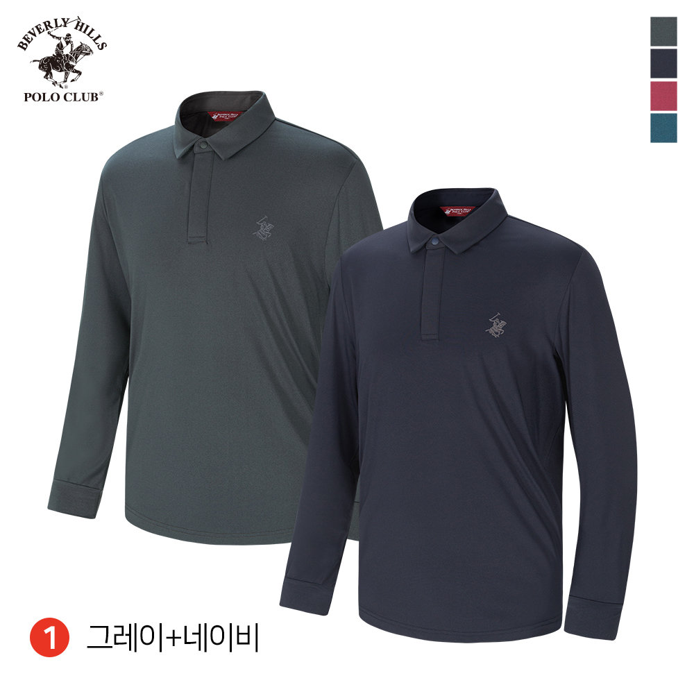 똑딱이 카라 긴팔 2PACK 남성 초경량 국내생산 티셔츠 비버리힐즈폴로클럽 - 상세 이미지 2