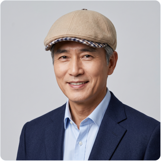 중년 남성 카페 도리구찌 어르신 아빠 투톤 체크 헌팅캡 모자 플랫캡 - 상품 이미지