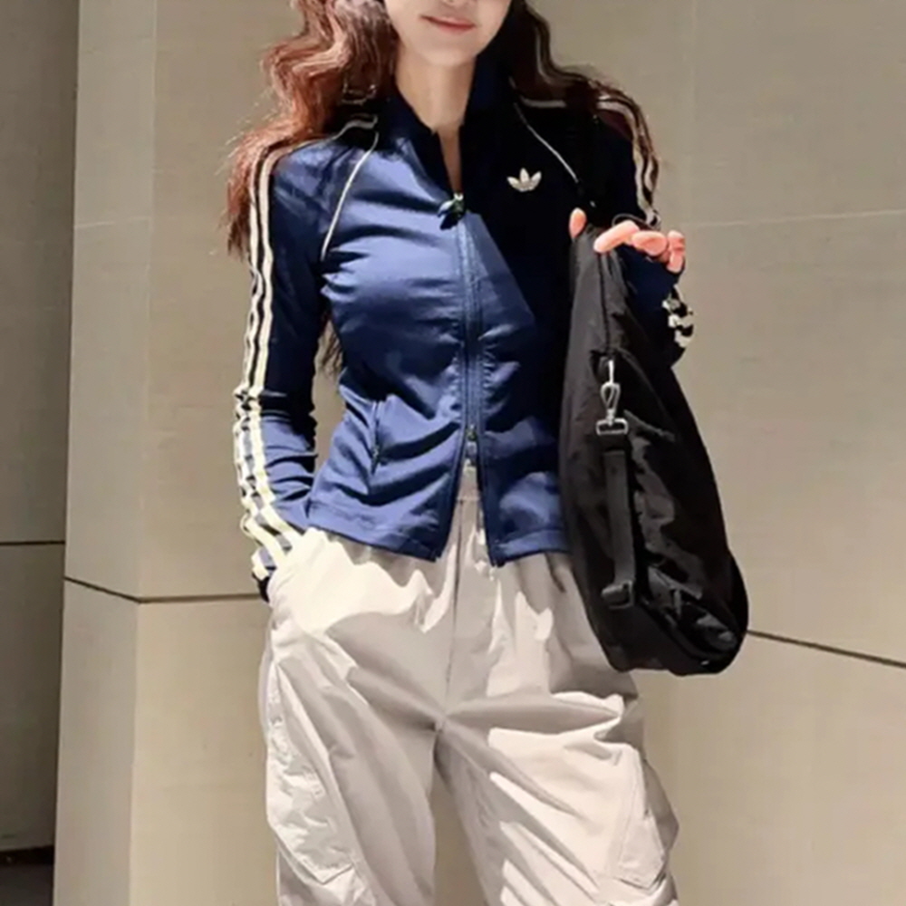 아디다스 우먼스 스포츠 슈퍼스타 미드레이어 집업 자켓 네이비 KU3687 이미지 6