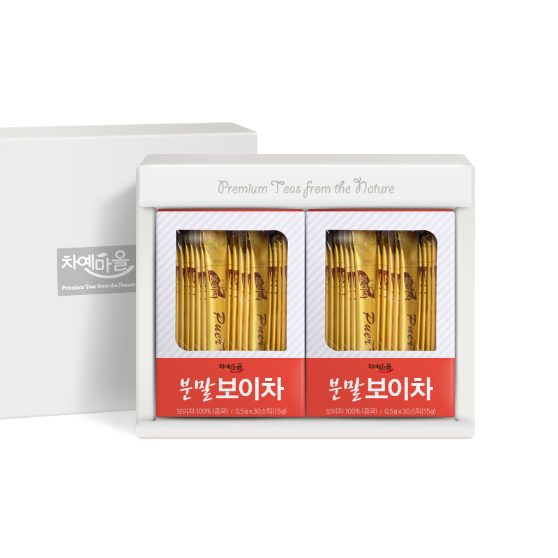 차예마을 바로녹는 운남성 보이차 추출 분말 가루 스틱 15g, 2개 - 상품 이미지