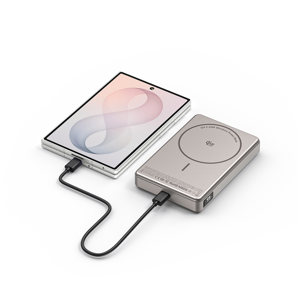 qi2.2 무선 25W 고속충전 맥세이프 보조배터리 10000mAh, 샴페인 골드 - 상세 이미지 3