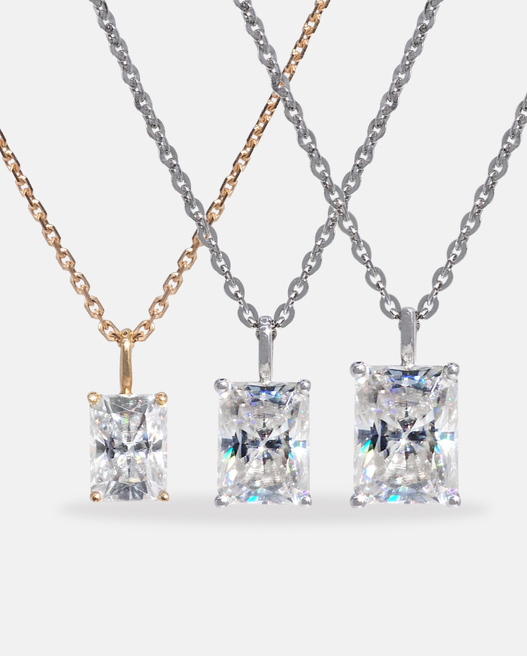 랩다이아 사각 펜던트 라디언트컷 목걸이 1캐럿 2캐럿 3캐럿 IGI D컬러 14k 18k - 상품 이미지