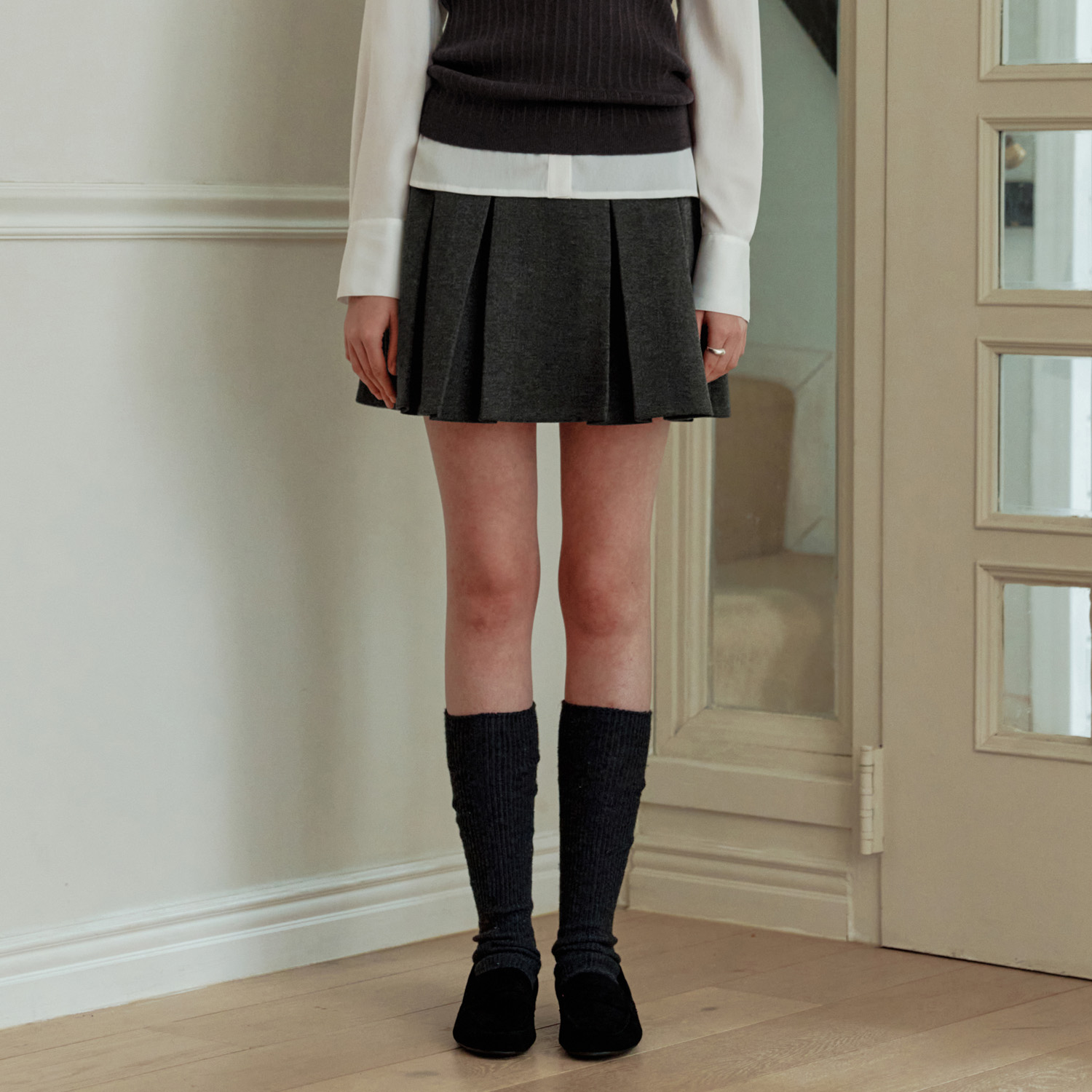 클라우디 플리츠 스커트 CLOUDY PLEATS SKIRT / GRAY