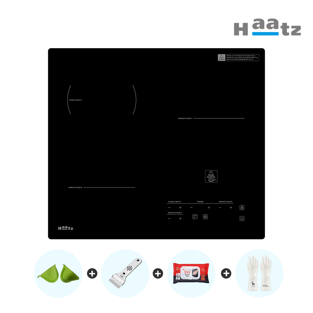 하츠 하이브리드 인덕션2구 하이라이트1구 빌트인 IH-365DTL 쿡탑 전기레인지 후드연동 - 상품 이미지