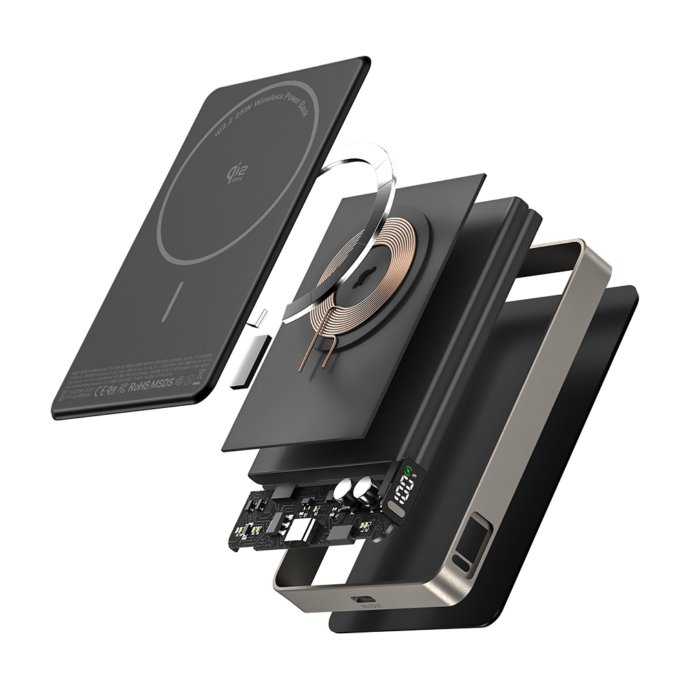 qi2.2 무선 25W 고속충전 맥세이프 보조배터리 10000mAh, 블랙 이미지 6