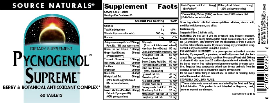 미국산 피크노제놀 슈프림 50mg 프랑스 해안송 60타블렛 이미지 6