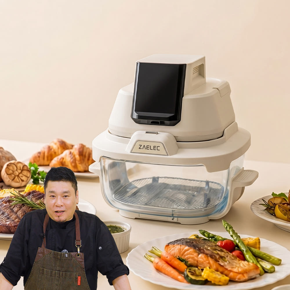 자일렉 코리아 레이먼킴x키친인어박스 글라스 에어프라이어 4.5L+2.5L 아이보리