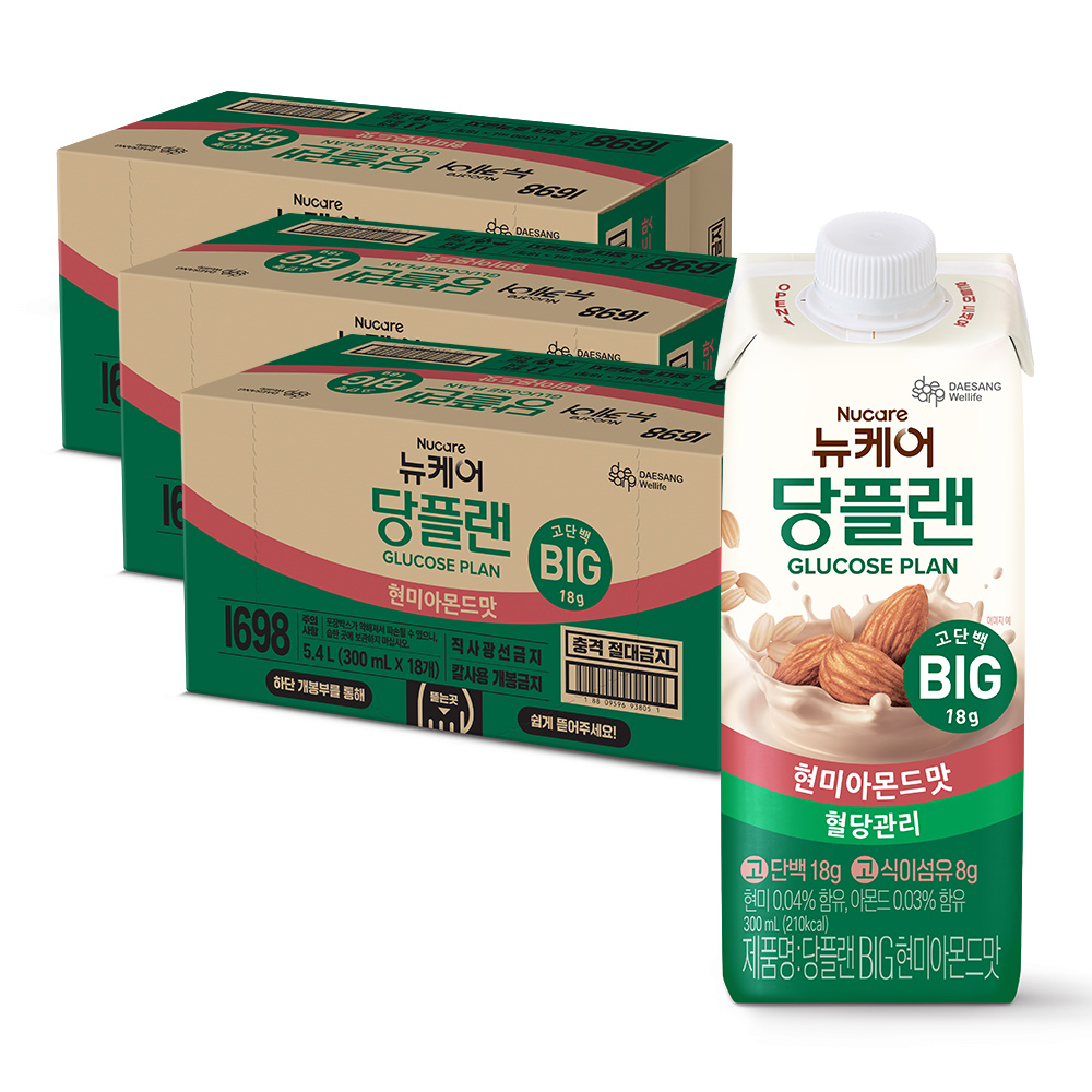 [네이버단독] 뉴케어 당플랜 BIG 고용량 당뇨영양식 현미아몬드맛, 300ml, 54개 - 상품 이미지