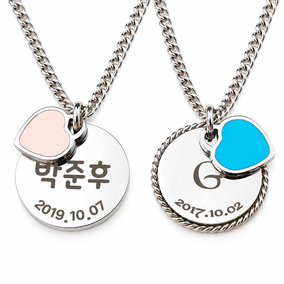 써지컬스틸 미아방지 목걸이 미니 하트 로프 아기 유아 어린이 - 메인 이미지