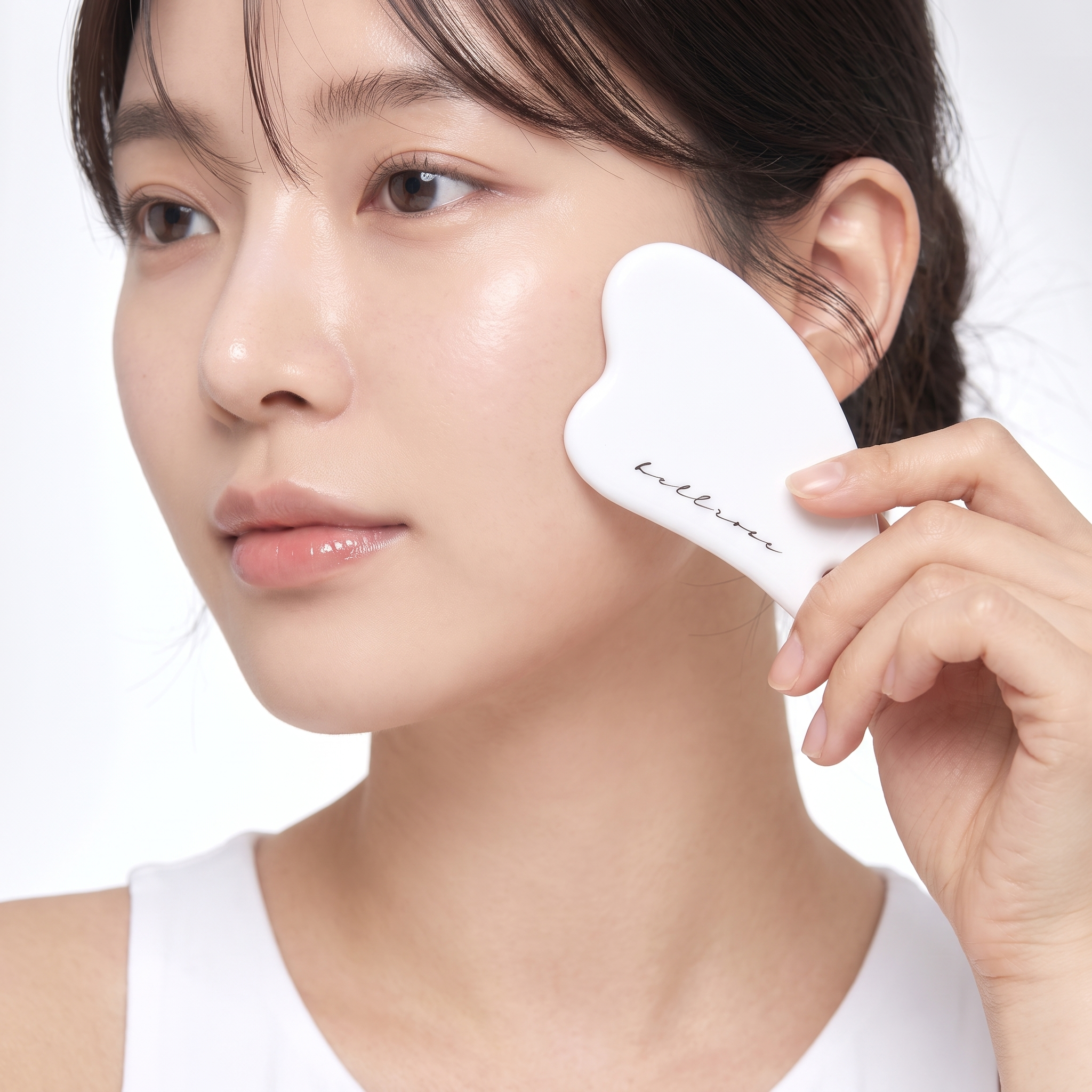 벨로즈 국산 세라믹 빅 하트 괄사 마사지 마사지기 경락 관자놀이 두피 림프순환 측두근 얼굴 도자기 승모근 페이스 바디 - 상품 이미지