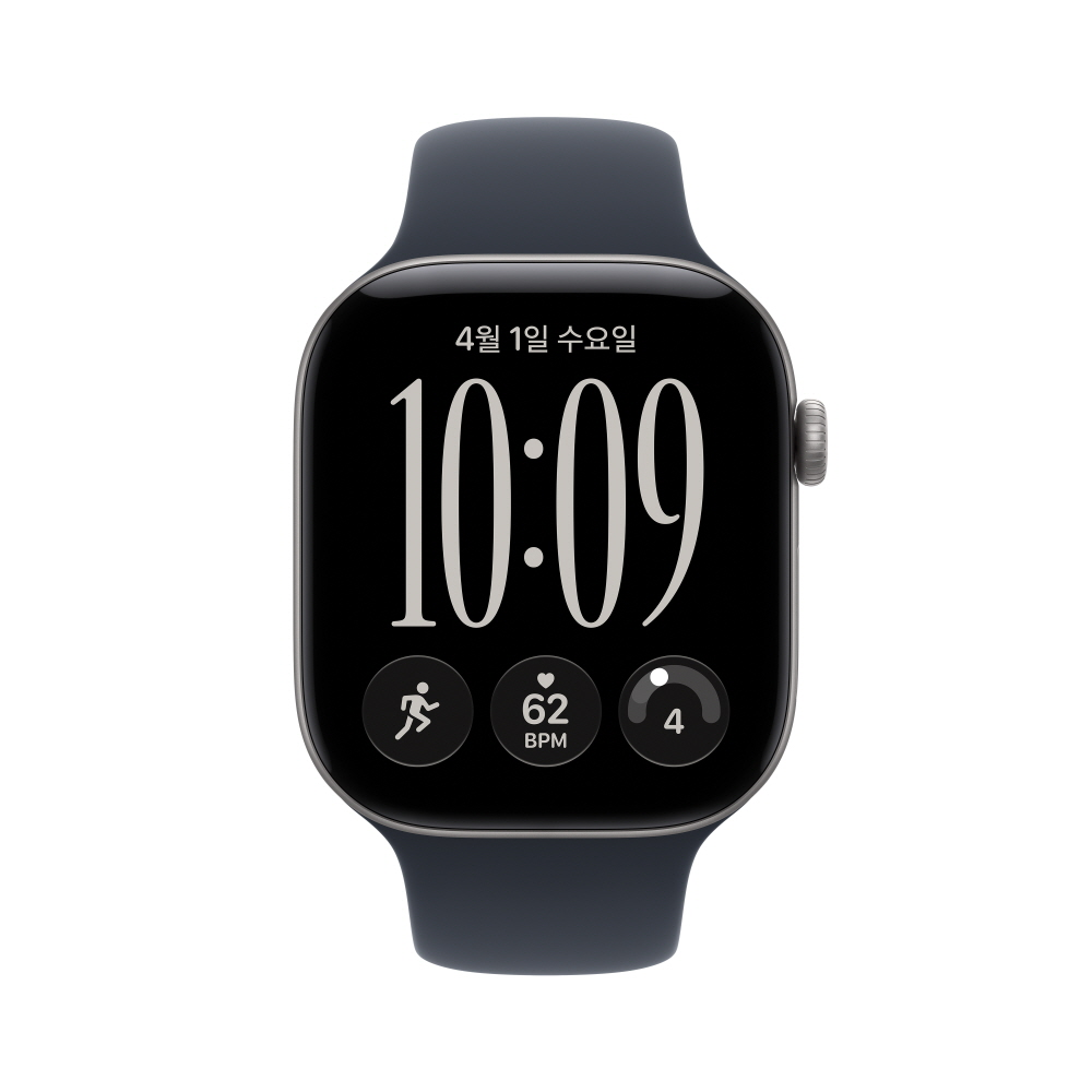 (2차 예약) 공식 애플워치 12 GPS 46mm 스페이스 그레이 알루미늄, 네이비 블루 스포츠 밴드 (S/M) MJEH4KH/A - 상세 이미지 2